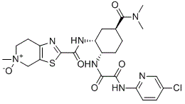 structure of CAS# 2244103-96-4, Edoxaban N-oxide;N'-(5-chloropyridin-2-yl)-N-[(1S,2R,4S)-4-(dimethylcarbamoyl)-2-[(5-methyl-5-oxido-6,7-dihydro-4H-[1,3]thiazolo[5,4-c]pyridin-5-ium-2-carbonyl)amino]cyclohexyl]oxamide