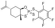 structure of CAS# 2245335-71-9, (2R,3aR,6S,7aR)-3a-Methyl-2-((perfluorophenyl)thio)-6-(prop-1-en-2-yl)hexahydrobenzo[d][1,3,2]oxathiaphosphole 2-sulfide