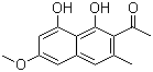 structure of CAS# 22649-04-3, Torachrysone;1,8-Dihydroxy-2-acetyl-3-methyl-6-methoxynaphthalene
