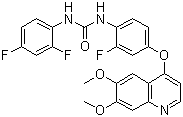 structure of CAS# 228559-41-9, KI 8751;N-(2,4-Difluorophenyl)-N'-[4-[(6,7-dimethoxy-4-quinolinyl)oxy]-2-fluorophenyl]urea