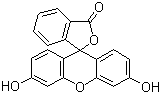 结构式 CAS# 2321-07-5, 荧光素; 萤光素; 萤光红; 萤光黄; 2-(6-羟基-3-氧代-3H-呫吨-9-基)苯甲酸