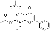 结构式 CAS# 23246-80-2, 5,7-二羟基-8-甲氧基黄酮二乙酸酯