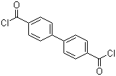 structure of CAS# 2351-37-3, 4,4'-Biphenyldicarboxylic dichloride;4,4'-Bis(chlorocarbonyl)-1,1'-biphenyl; 4,4'-Bis(chloroformyl)biphenyl; 4,4'-Dibenzoyl chloride; 4BPAC; Diphenyl-4,4'-dicarboxylic acid chloride; p,p'-Bis(chlorocarbonyl)biphenyl; p-Biphenylenedicarbonyl chloride