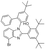 2-{4-Bromo-1-[5-(2-methyl-2-propanyl)-2-biphenylyl]-1H-benzimidazol-2-yl}-4,6-bis(2-methyl-2-propanyl)phenol molecular structure (CAS 2361613-60-5)