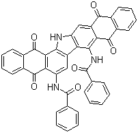structure of CAS# 2379-81-9, Vat Black 27;N,N'-(10,15,16,17-Tetrahydro-5,10,15,17-tetraoxo-5H-dinaphtho[2,3-a:2',3'-i]carbazole-6,9-diyl)bisbenzamide; Indanthrene Olive R