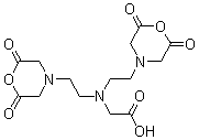 structure of CAS# 23911-26-4, N,N-Bis[2-(2,6-dioxo-4-morpholinyl)ethyl]-glycine;1,5-Bis(2,6-dioxomorpholino)-3-azapentane-3-acetic acid; DTPA anhydride; DTPA cyclic anhydride; DTPA dianhydride; DTPAA; Diethylenetriamine-N,N,N',N'',N''-pentaacetic acid N,N''-dianhydride