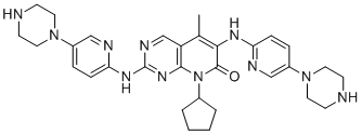 structure of CAS# 2458234-37-0, Palbociclib Impurity 21;8-cyclopentyl-5-methyl-2,6-bis((5-(piperazin-1-yl)pyridin-2-yl)amino)pyrido[2,3-d]pyrimidin-7(8H)-one