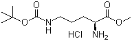 结构式 CAS# 2480-96-8, (2S)-2-氨基-5-[(叔丁氧羰基)氨基]戊酸甲酯盐酸盐