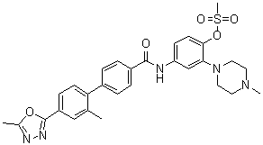 2'-Methyl-4'-(5-methyl-1,3,4-oxadiazol-2-yl)-N-[3-(4-methyl-1-piperazinyl)-4-[(methylsulfonyl)oxy]phenyl]-[1,1'-biphenyl]-4-carboxamide molecular structure (CAS 256227-78-8)