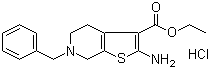 结构式 CAS# 25913-34-2, 盐酸替诺立定; 2-氨基-6-苄基-4,5,6,7-四氢噻吩并[2,3-c]吡啶-3-甲酸乙酯盐酸盐
