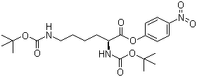 structure of CAS# 2592-19-0, N,N'-DiBoc-L-lysine p-nitrophenol ester;Boc-Lys(Boc)-ONp; Nalpha,Nepsilon-DiBoc-L-lysine p-nitrophenol ester