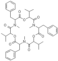 structure of CAS# 26048-05-5, Beauvericin;Cyclo[(2R)-2-hydroxy-3-methylbutanoyl-N-methyl-L-phenylalanyl-(2R)-2-hydroxy-3-methylbutanoyl-N-methyl-L-phenylalanyl-(2R)-2-hydroxy-3-methylbutanoyl-N-methyl-L-phenylalanyl]
