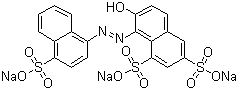 structure of CAS# 2611-82-7, Acid Red 18;C.I. 16255; Cochineal Red A; New Coccine; Trisodium 1-(1-naphthylazo)-2-hydroxynaphthalene-4',6,8-trisulphonate