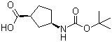 结构式 CAS# 261165-05-3, (1R,3S)-N-叔丁氧羰基-1-氨基环戊烷-3-羧酸