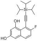 structure of CAS# 2621932-34-9, 7-Fluoro-8-[(triisopropylsilyl)ethynyl]naphthalene-1,3-diol
