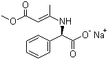 structure of CAS# 26774-89-0, (R)-(+)-alpha-[(3-Methoxy-1-methyl-3-oxo-1-propenyl)amino]-1,4-cyclohexadiene-1-acetic acid sodium salt