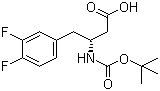 structure of CAS# 269396-59-0, (3R)-3-[(tert-Butoxycarbonyl)amino]-4-(3,4-difluorophenyl)butanoic acid;(betaR)-beta-[[(1,1-Dimethylethoxy)carbonyl]amino]-3,4-difluorobenzenebutanoic acid