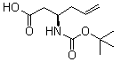 结构式 CAS# 269726-94-5, (3R)-3-[[叔丁氧羰基]氨基]-5-己烯酸