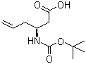 结构式 CAS# 270263-03-1, (3S)-3-[[叔丁氧羰基]氨基]-5-己烯酸
