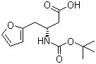 structure of CAS# 270596-33-3, Boc-(R)-3-Amino-4-(2-furyl)butyric acid;(betaR)-beta-[[(tert-Butoxy)carbonyl]amino]-2-furanbutanoic acid