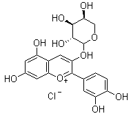 Cyanidin 3-monoarabinoside molecular structure (CAS 27214-72-8)