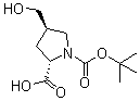 (2S,4R)-1-(tert-Butoxycarbonyl)-4-(hydroxymethyl)pyrrolidine-2-carboxylic acid molecular structure (CAS 273221-97-9)