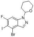 structure of CAS# 2765413-94-1, 4-Bromo-6-fluoro-5-iodo-1-tetrahydropyran-2-YL-indazole