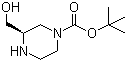 结构式 CAS# 278788-66-2, (R)-1-Boc-3-羟甲基哌嗪; (R)-3-羟甲基哌嗪-1-甲酸叔丁酯