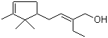 structure of CAS# 28219-61-6, 2-Ethyl-4-(2,2,3-trimethylcyclopent-3-en-yl)-but-2-en-1-ol
