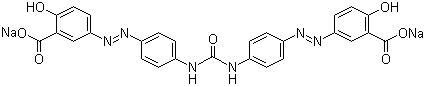 structure of CAS# 2829-42-7, Direct Yellow 26;Calcodur Yellow 4GL; Dialuminous Yellow GG; Dicorel Yellow LG; Direct Fast Yellow 5GAD; Direct Fast Yellow 5GL; Direct Fast Yellow LG; Direct Light Yellow M 5GL; Direct Lightfast Yellow ZKh; 3,3'-[Carbonylbis(imino-4,1-phenylene-2,1-diazenediyl)]bis[6-hydroxybenzoic acid] sodium salt