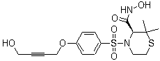 结构式 CAS# 287405-51-0, 阿雷司他; N-羟基-4-[[4-[(4-羟基-2-丁炔基)氧基]苯基]磺酰基]-2,2-二甲基-3-硫代吗啉甲酰胺