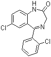 结构式 CAS# 2894-67-9, 地洛西泮; 7-氯-5-(2-氯苯基)-1,3-二氢-2H-1,4-苯并二氮杂卓-2-酮