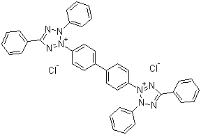 结构式 CAS# 298-95-3, 氯化新四唑; 3,3'-(4,4'-联苯基)双(2,5-二苯基-2H-四唑鎓氯化物)