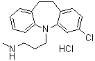 structure of CAS# 29854-14-6, Norclomipramine hydrochloride;3-Chloro-5-(3-methylaminopropyl)-5H-dibenz[b,f]azepine hydrochloride; Chlordesipramine hydrochloride; Desmethylchlorimipramine hydrochloride; Desmethylclomipramine hydrochloride
