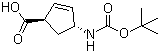 structure of CAS# 298716-03-7, (1R,4R)-4-(Boc-amino)cyclopent-2-enecarboxylic acid;(1R,4R)-4-(tert-Butoxycarbonylamino)cyclopent-2-enecarboxylic acid