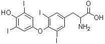 structure of CAS# 300-30-1, O-(4-Hydroxy-3,5-diiodophenyl)-3,5-diiodo-DL-tyrosine;O-(4-Hydroxy-3,5-diiodophenyl)-3,5-diiodotyrosine; (±)-Thyroxine; DL-Thyroxine