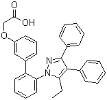 结构式 CAS# 300657-03-8, 2-[[2'-(5-乙基-3,4-二苯基-1H-吡唑-1-基)[1,1'-联苯]-3-基]氧基]乙酸