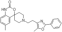 structure of CAS# 300816-15-3, RS 504393;6-Methyl-1'-[2-(5-methyl-2-phenyl-4-oxazolyl)ethyl]spiro[4H-3,1-benzoxazine-4,4'-piperidin]-2(1H)-one