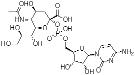 structure of CAS# 3063-71-6, Cytidine 5'-monophosphate-N-acetylneuraminic acid;CMP-N-acetylneuraminic acid; CMP-NANA; CMP-Neu5Ac; CMP-NeuAc; N-Acetyl-beta-neuraminic acid 2-(hydrogen 5'-cytidylate)