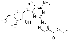 1-(6-氨基-9-beta-D-呋喃核糖基-9H-嘌呤-2-基)-1H-吡唑-4-羧酸乙酯分子结构 (CAS 313348-16-2)