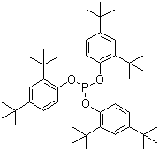 结构式 CAS# 31570-04-4, 三(2,4-二叔丁基)亚磷酸苯酯; 亚磷酸三(2,4-二叔丁基苯基)酯; 抗氧剂 168