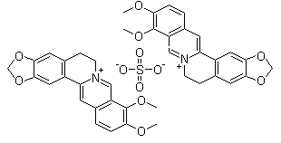 structure of CAS# 316-41-6, Neutral berberine sulfate;7,8,13,13a-Tetradehydro-9,10-dimethoxy-2,3-(methylenedioxy)-berbinium sulfate; 5,6-Dihydro-9,10-dimethoxy-benzo[g]-1,3-benzodioxolo[5,6-a]quinolizinium sulfate