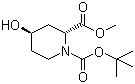 structure of CAS# 321744-25-6, 1-(tert-Butyl) 2-methyl (2R,4R)-4-hydroxypiperidine-1,2-dicarboxylate;(2R,4R)-N-Boc-4-Hydroxypiperidine-2-carboxylic acid methyl ester