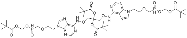 structure of CAS# 323201-05-4, Adefovir Dipivoxil Dimer;Methylenebis[imino-9H-purine-6,9-diyl-2,1-ethanediyloxymethylenephosphorylbis(oxymethylene)] tetrakis(2,2-dimethylpropanoate)