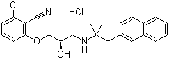 结构式 CAS# 324523-20-8, NPS-2143; 2-氯-6-[(2R)-3-[[1,1-二甲基-2-(2-萘基)乙基]氨基]-2-羟基丙氧基]苯腈盐酸盐