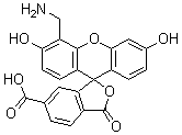 4'-(Aminomethyl)-3',6'-dihydroxy-3-oxospiro[isobenzofuran-1(3H),9'-[9H]xanthene]-6-carboxylic acid molecular structure (CAS 326802-08-8)