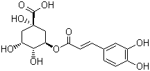 结构式 CAS# 327-97-9, 绿原酸; (1S,3R,4R,5R)-3-[[3-(3,4-二羟基苯基)-1-氧代-2-丙烯基]氧]-1,4,5-三羟基环己烷甲酸