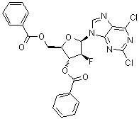 structure of CAS# 329187-80-6, 2,6-Dichloro-9-(3,5-di-O-benzoyl-2-deoxy-2-fluoro-D-arabinofuranosyl)-9H-purine