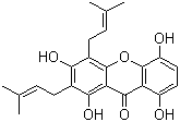 structure of CAS# 33390-42-0, Gartanin;1,3,5,8-Tetrahydroxy-2,4-bis(3-methyl-2-butenyl)-9H-xanthen-9-one