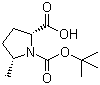 structure of CAS# 334769-80-1, (2S,5S)-N-Boc-5-methylpyrrolidine-2-carboxylic acid;(2S,5S)-1-(tert-Butoxycarbonyl)-5-methylpyrrolidine-2-carboxylic acid; (2S,5S)- 5-Methyl-1,2-pyrrolidinedicarboxylic acid 1-(1,1-dimethylethyl) ester